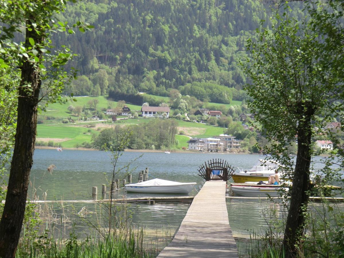 Seeblick Appartement Kaspar direkt am Ossiacher See mit Hallenbad Ski Gerlitzen Haus KMB Bodensdorf Exterior foto